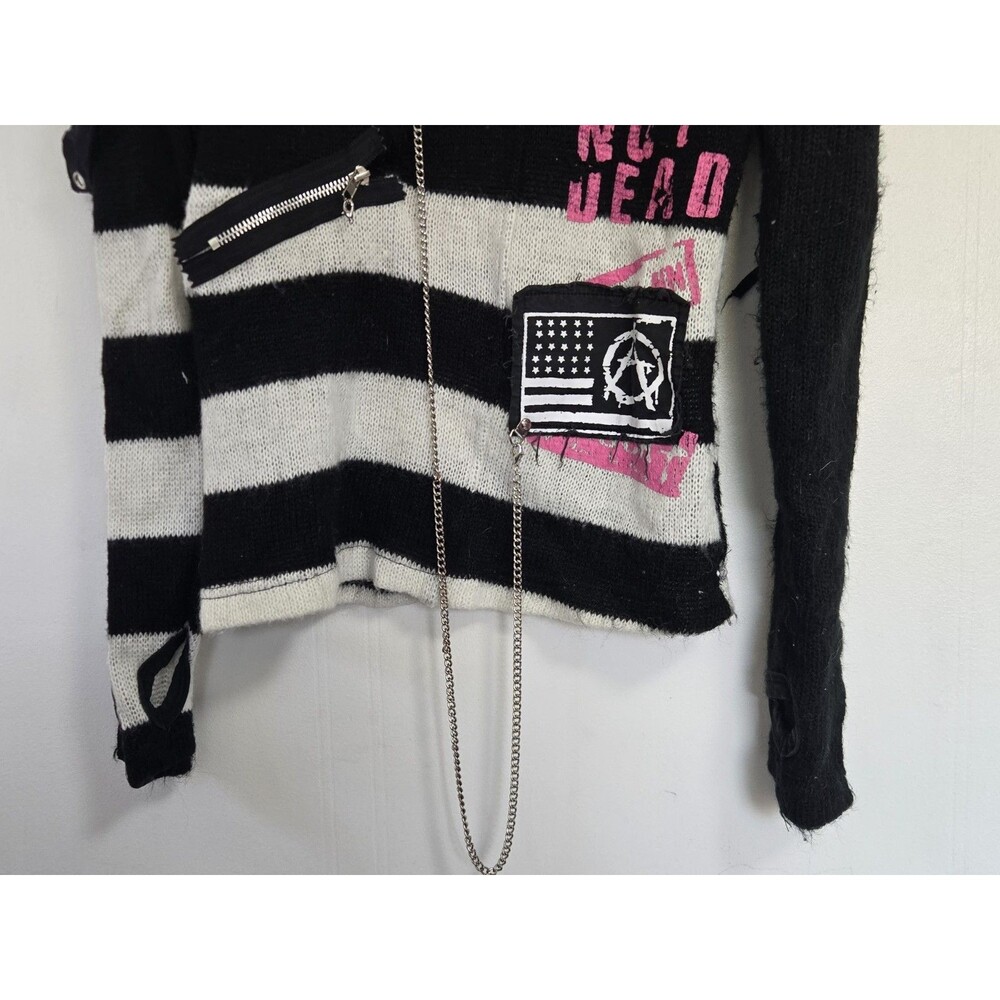 Gothic Lolita Punk Sweater Womens L Y2K Top GLP Goth Punk Rock Retro Emo Grunge - Picture 3 of 8